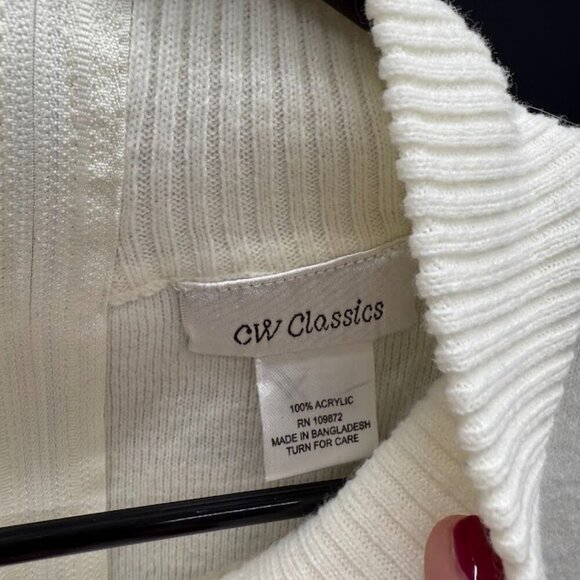 CW Classics Cream Cropped Mock Neck Sleeveless Sweater - Picture 3 of 4